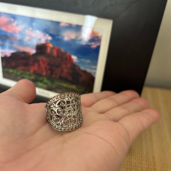 🌀 Aztec stretch‎ silver ring - Picture 9 of 12
